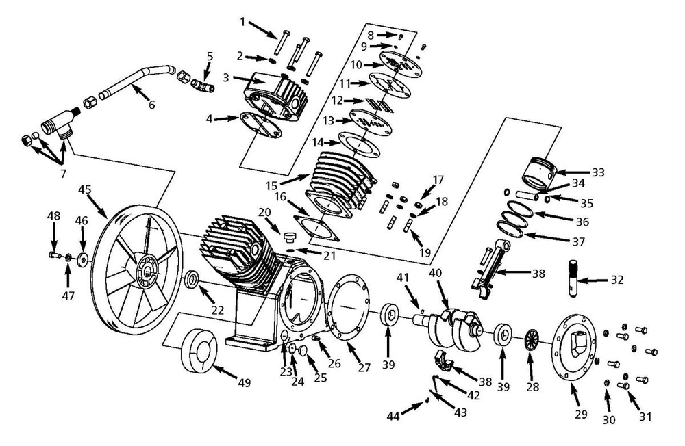 Pump Parts Diagram and Parts List for DP581000AJ  Campbell Hausfeld Compressor